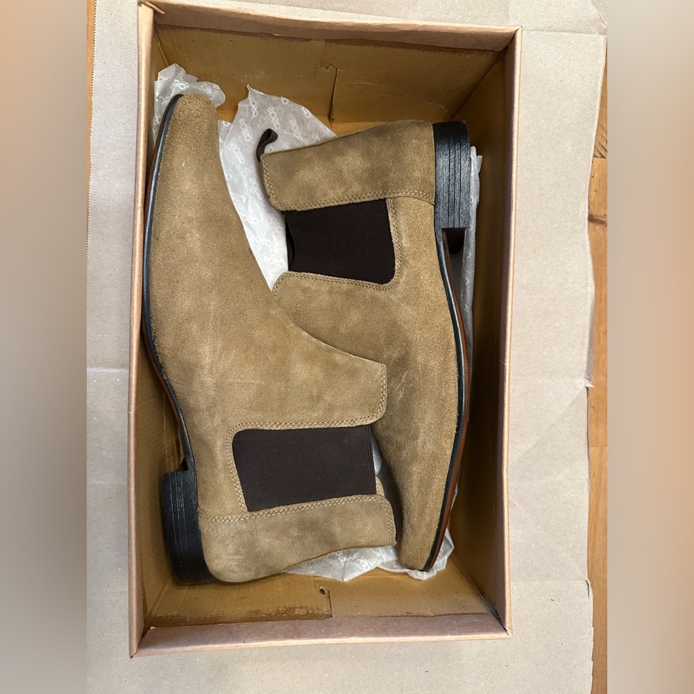 Size 13, ASOS Mens Stone/Tan Suede Chelsea Boots